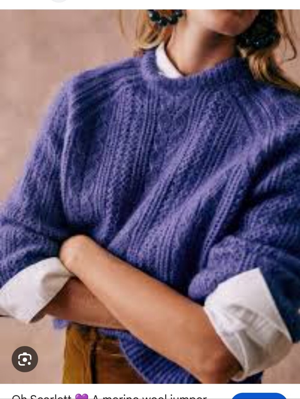 Sezane Detailed Knit Purple-blue Sweater